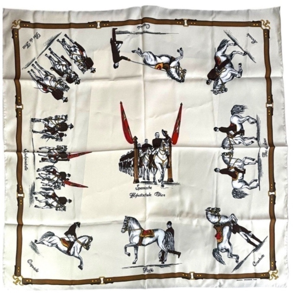 Equestrian Themed Silk Scarf vintage old stock from Europe​